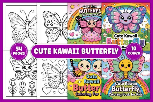 Download Cute Kawaii Butterfly Coloring Pages - Coloring Collection
