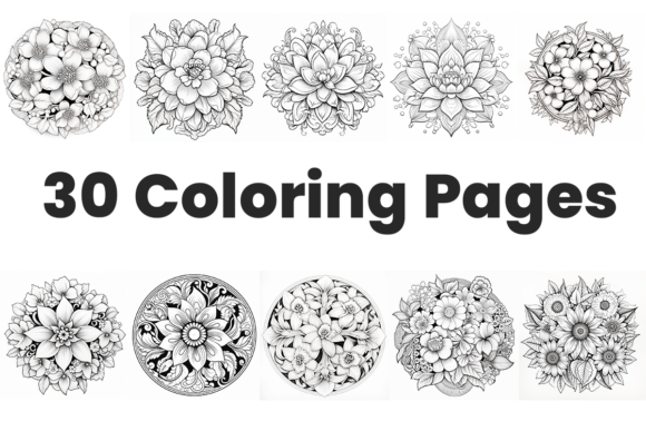 Download Set of 30 Floral Mandala Coloring Pages - Coloring Collection