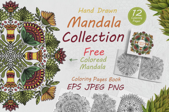 Download Hand Drawn Mandalas in Folk Style Flower - Style Collection