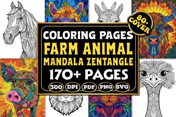 Download Farm Animal Mandala Zentangle Coloring - Coloring Collection