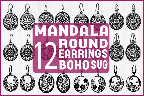 Download Boho Mandala Earrings SVG Bundle - Svg bundle Collection