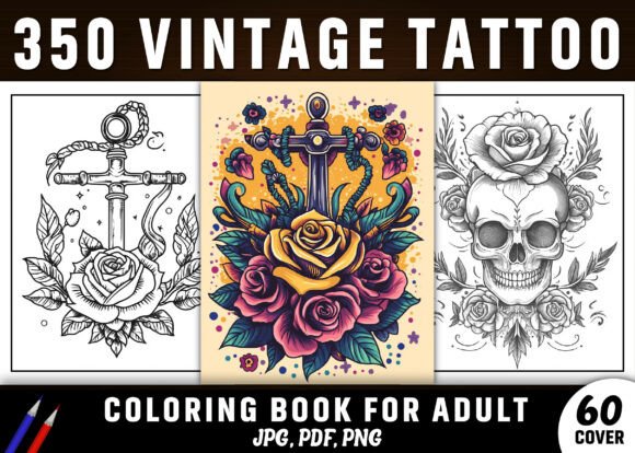 Download 350+ Vintage Tattoo Coloring Pages - KDP - Coloring Collection