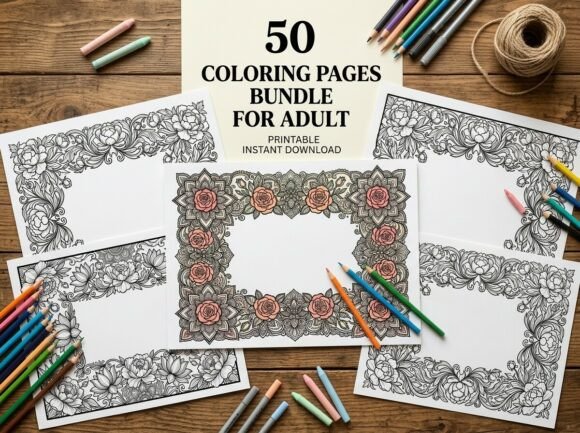 Download Beautiful Floral Mandala Frame Coloring - Coloring Collection
