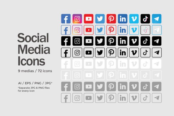 Download Square Social Media Icons Set - 72 Icons - Icons Collection