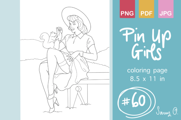 Download Retro Pin Up Girls for KDP Coloring Book - Coloring Collection