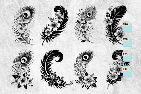 Download Floral Peacock Feather SVG Bundle - Svg bundle Collection
