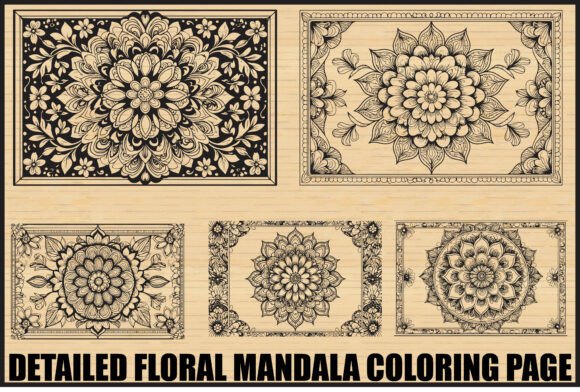 Download Elegant Floral Mandala Coloring Page Set - Coloring Collection
