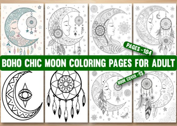 Download Boho Chic Moon Coloring Pages for Adults - Coloring Collection