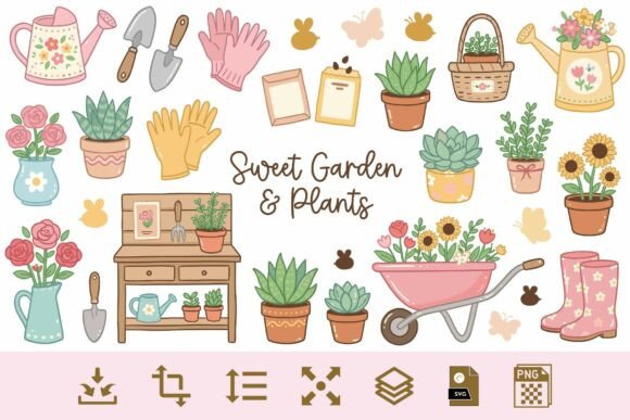 Download Sweet Garden Clipart PNG &amp; SVG Bundle - Svg bundle Collection