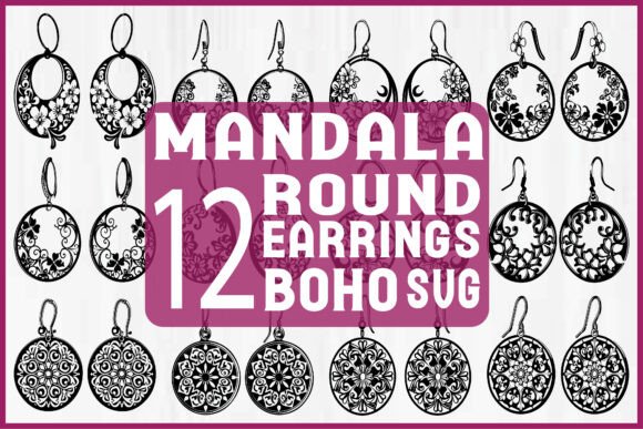 Download Boho Mandala Earrings SVG Bundle - Svg bundle Collection