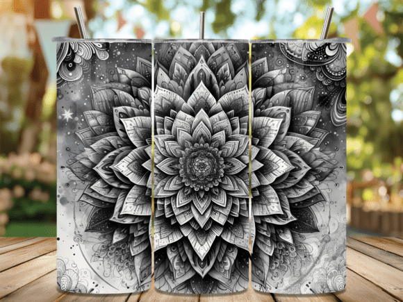 Download Black and White Mandala Tumbler Wrap - Black and white mandala Collection
