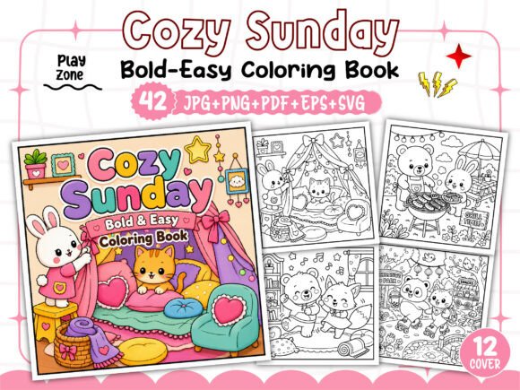 Download Bold and Easy Cozy Sunday Coloring Book - Coloring Collection