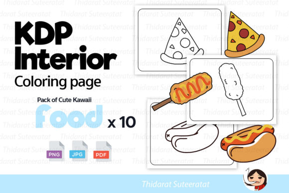 Download KDP Coloring Page : Cute Kawaii Foodx10 - Coloring Collection