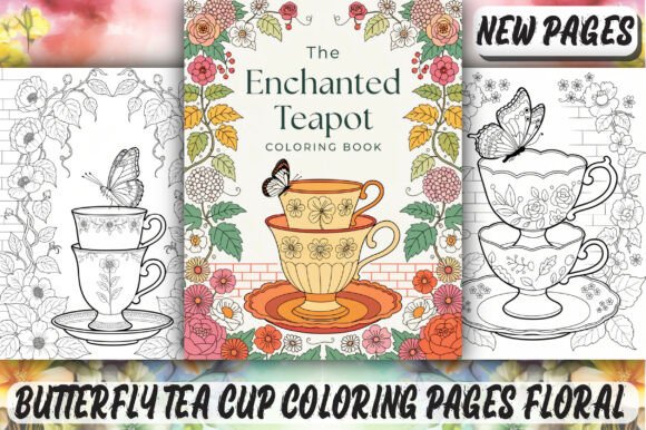 Download Butterfly Tea Cup Coloring Pages Floral - Coloring Collection