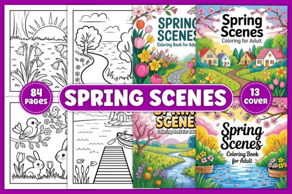 Download Spring Scenes Coloring Page for Adult - Coloring Collection